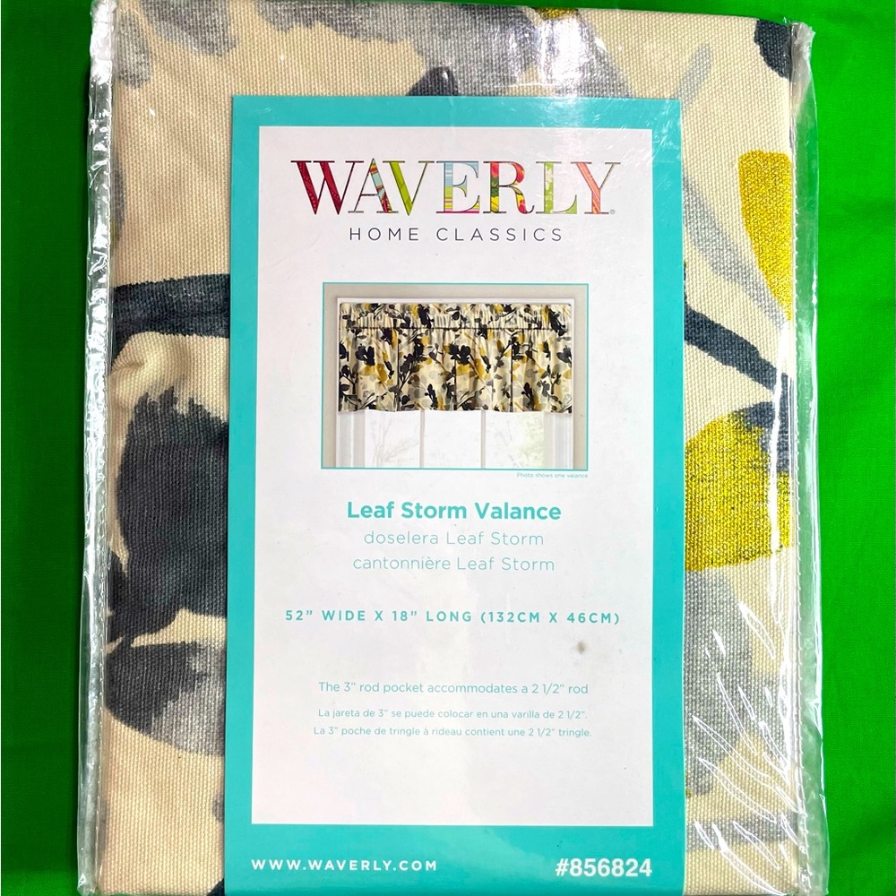 New Waverly Home Classics Leaf Storm Pleat Valance 52" x 18" Gray Gold Beige